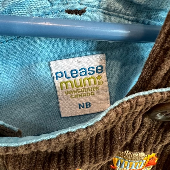 Please Mum Corduroy Truck Theme Brown Overalls Newborn - Picture 5 of 5